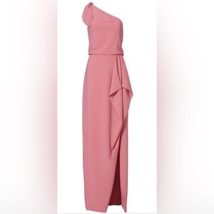 H by Halston Rose Pink One-Shoulder Draped Maxi Dress